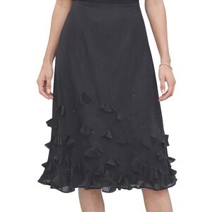 Vintage Lapis Silk Black Whimsigoth Fairy Sequin Asymmetric Ruffle Detail Skirt